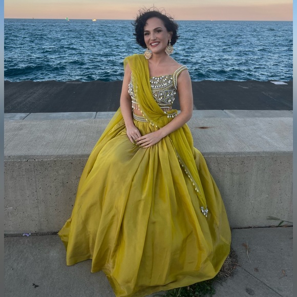 Lime-green lehenga - Picture 1 of 2